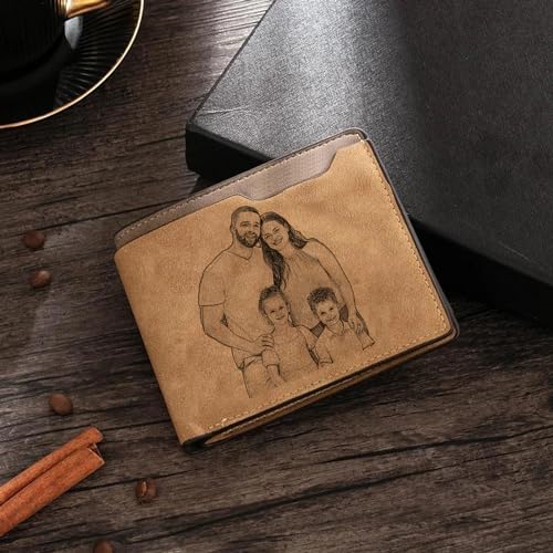 Personalized Father's Day Gift for Dad Custom Photo Wallets for Men Personalized Engraved Picture & Initial Name Wallet Fathers Day Gift from Kids Daughter Son (Style-2)4