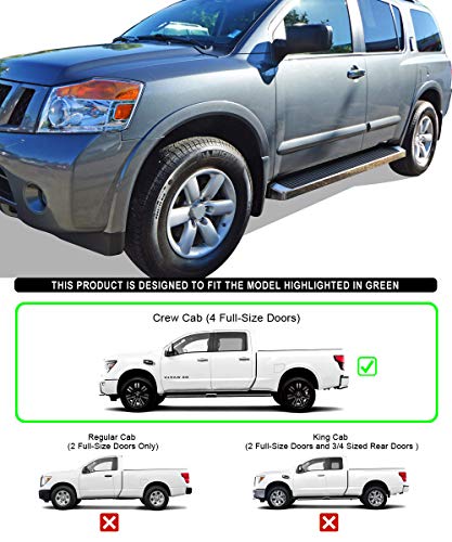 Estribos laterales estilo Silver Running Board para Nissan Titan miniatura 2
