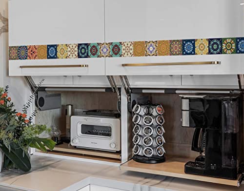 Image of WallDesign Fractal Pattern Tile Sticker - 30 Self-Adhesive Tiles for Decoration of Kitchen, Bathroom, Furniture, Door, Floor - 4 inch X 10 Ft Durable Vinyl Film