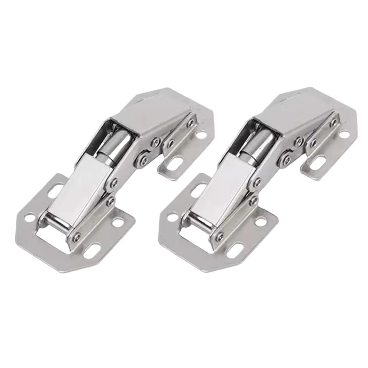 Cidegoo 2Pcs Cabinet Hinges 2/4Pcs 90 Degree Steel Cabinet Hinges No-Drilling Buffer Hinge For Cupboard Furniture(2Pcs)