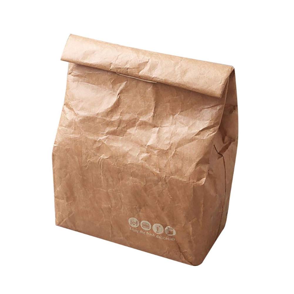 Dupont Paper Lunch Bag Reusable Lunch Bag Insulation Container Bag Picnic Lunch Paper Snack Bags for Girls Kids Women Adults to Work Picnic Shool, Brown 1pc