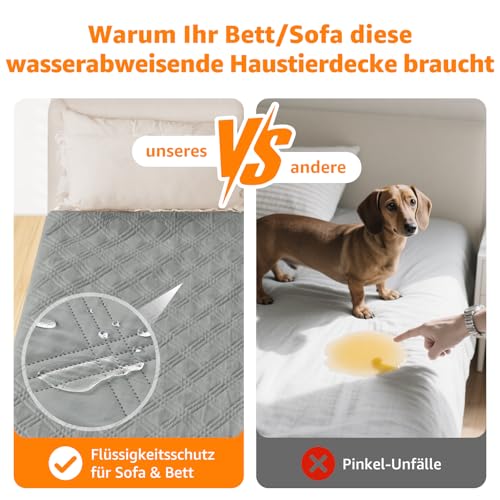 PICK FOR LIFE 137x208cm wasserdichte Hundedecken, extra groß und Waschbar Haustier Decke für Hunde, rutschfest Welpen Unterlagen bieten umfassende Abdeckung und Schutz für Ihre Sofa, Bett, Autositz