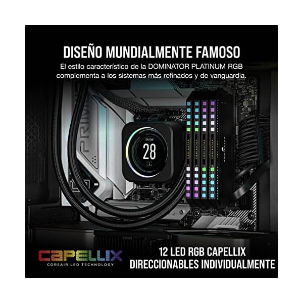 Corsair DOMINATOR PLATINUM RGB DDR5 32 GB (2 x 16 GB) 5200MHz C40 Memoria per Desktop (Regulación de voltaje integrada, Refrigeración DHX patentada, 12 LEDs CAPELLIX RGB, Optimizadas para Intel) Negro - Image 5