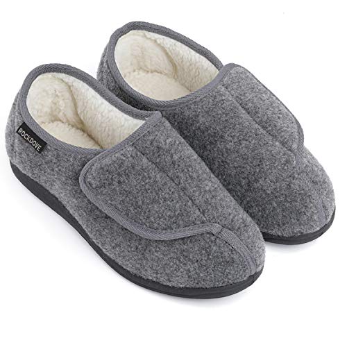 RockDove Women's Geri-Active Indoor Outdoor Adjustable Slipper, Size 7 US Women, Dark Grey