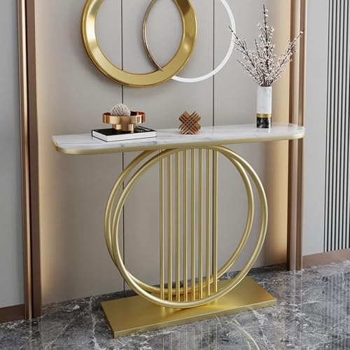 Image of Brown Art SHOPPEE Luxury Living Room Modern Slate Console Table Hallway Narrow Side Table Entrance Coffee Table Home Furniture Coffee Console Tables for Living Room & Corridor Hallway (Gold & White)