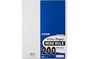 Top Flight Filler Paper: No Holes, Wide Rule for Seamless Writing