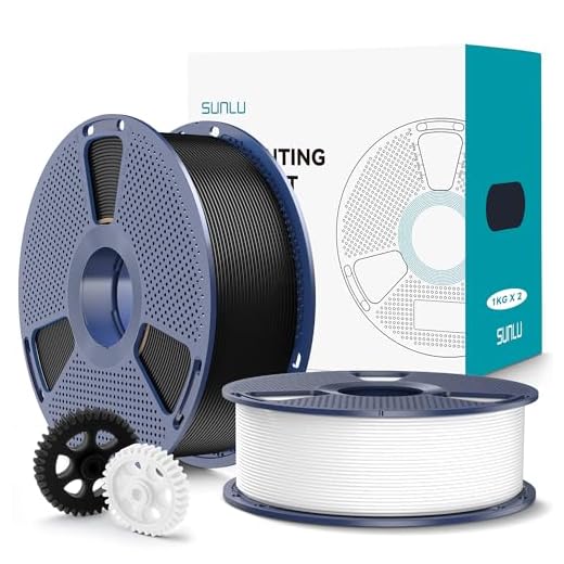 SUNLU PLA+2.0 Filamento per stampante 3D, Filamento PLA Plus di Aggiornamento 2KG, Precisione dimensionale +/- 0.02 mm, Bobina da 1kg (2.2LBS), 2KG in Totale, Nero+Bianco