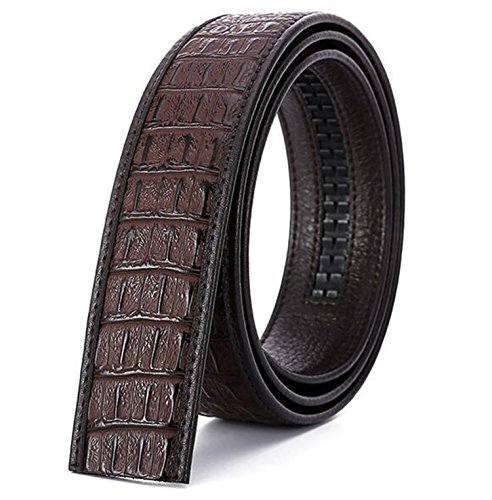 Mens Luxury Alligator Solf Ratchet Replacement 38mm Wide Leather Belts Straps For Men No Buckle3