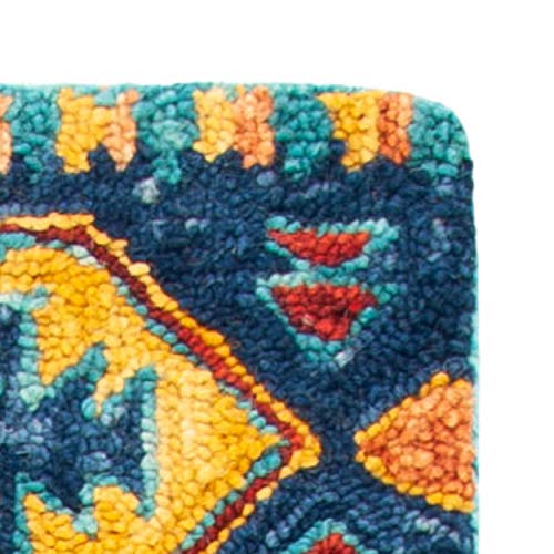 Tapete decorativo hecho a mano 5 x 8 pies azul y marfil miniatura 6