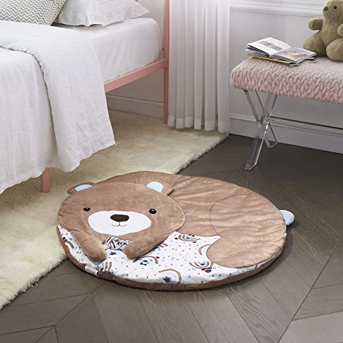 Image of WTdianpu Thick Baby Play Tummy Time Mat Plush Stuffed Animal Infant Crawling Nap Activity Travel Mat for Newborn Girl Boy Toddler - Nursery Gift, 30''x30'', Bear(1)