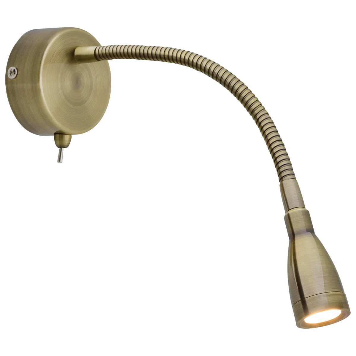 Long Life Lamp Company LED Indoor Reading Wall Light 2W 3000K Antique Brass Wall Mounted Bedside Lights H3142