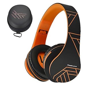 Bluetooth Koptelefoons, PowerLocus P2 draadloze Over-Ear Koptelefoon Inklapbaar, Met microfoon, Micro SD slot, FM Radio, draadloze en kabel Koptelefoon voor Smartphone, Tablets, Laptops, TV (Oranje)