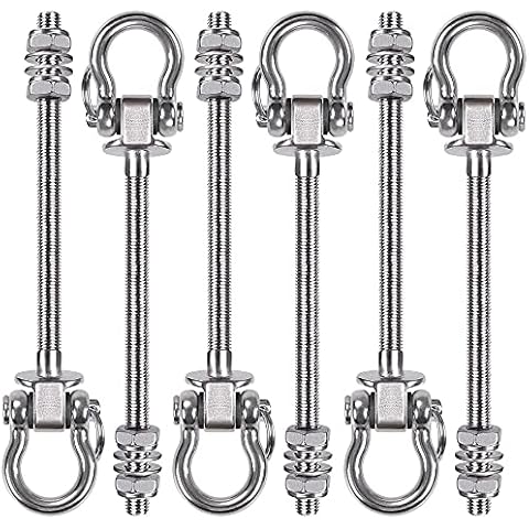 BeneLabel 6Pcs Wood Beam & I-Beam Hanger, Permanent Antirust Stainless Steel Heavy Duty Swing Hooks, Yoga Hammock Chair Sandbag, Swing Sets Hardware, 180° Swing, 7" x M2/5" Cover