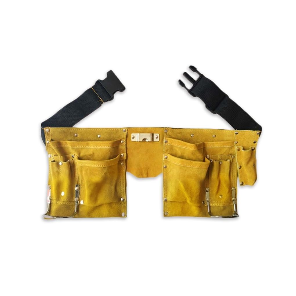 Cinturón de herramientas de cuero para manualidades, bolsas de almacenamiento de alta eficiencia, múltiples bolsillos, kit de hebilla, delantal de trabajo resistente al desgaste (3 piezas)