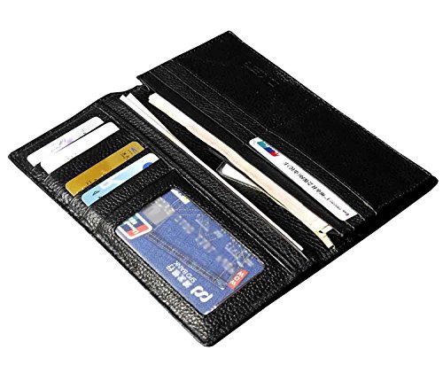 MEN'S CROCODILE HEAD BLACK GENUINE LEATHER LONG WALLET PURSE3