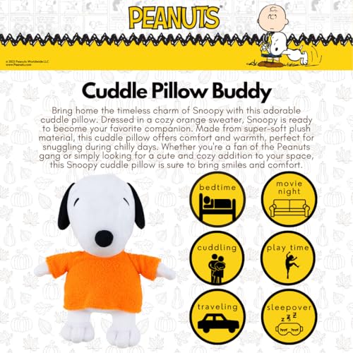 Image of Peanuts Snoopy Cozy Sweater Fall Bedding Super Soft Plush Cuddle Pillow Buddy, (Officially Licensed Product) By Franco