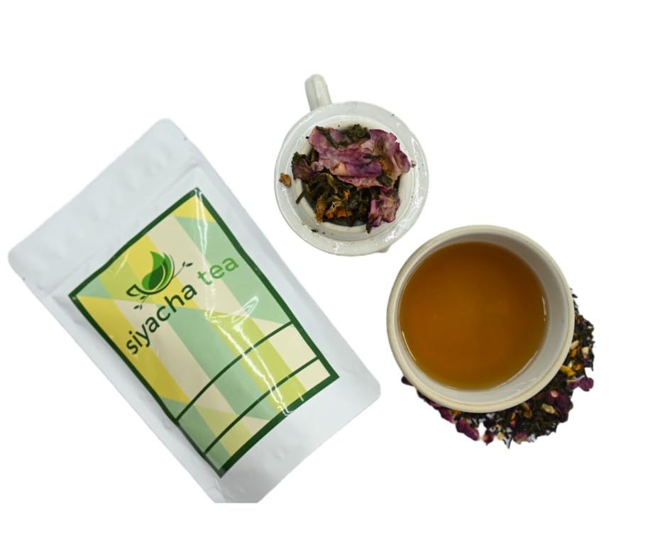 Image of Siyacha Tea Rose Hibiscus Herbal Infusion , 500g Pouch , Ayurvedic Tisane , Skin , Hair Natural Care , Antioxidant , Rich in Vitamin C , For Stress Relief , Better Sleep , Healthy Heart , Wellness Blend Beverage ,