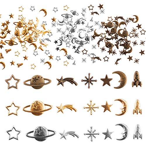 Juanya 105 Pieces Cosmos Themed Charms, Alloy Epoxy Charms Pendants Resin Fillers Moon Star Spaceship Charms for Resin Jewelry Making, Epoxy Resin Accessories Supplies