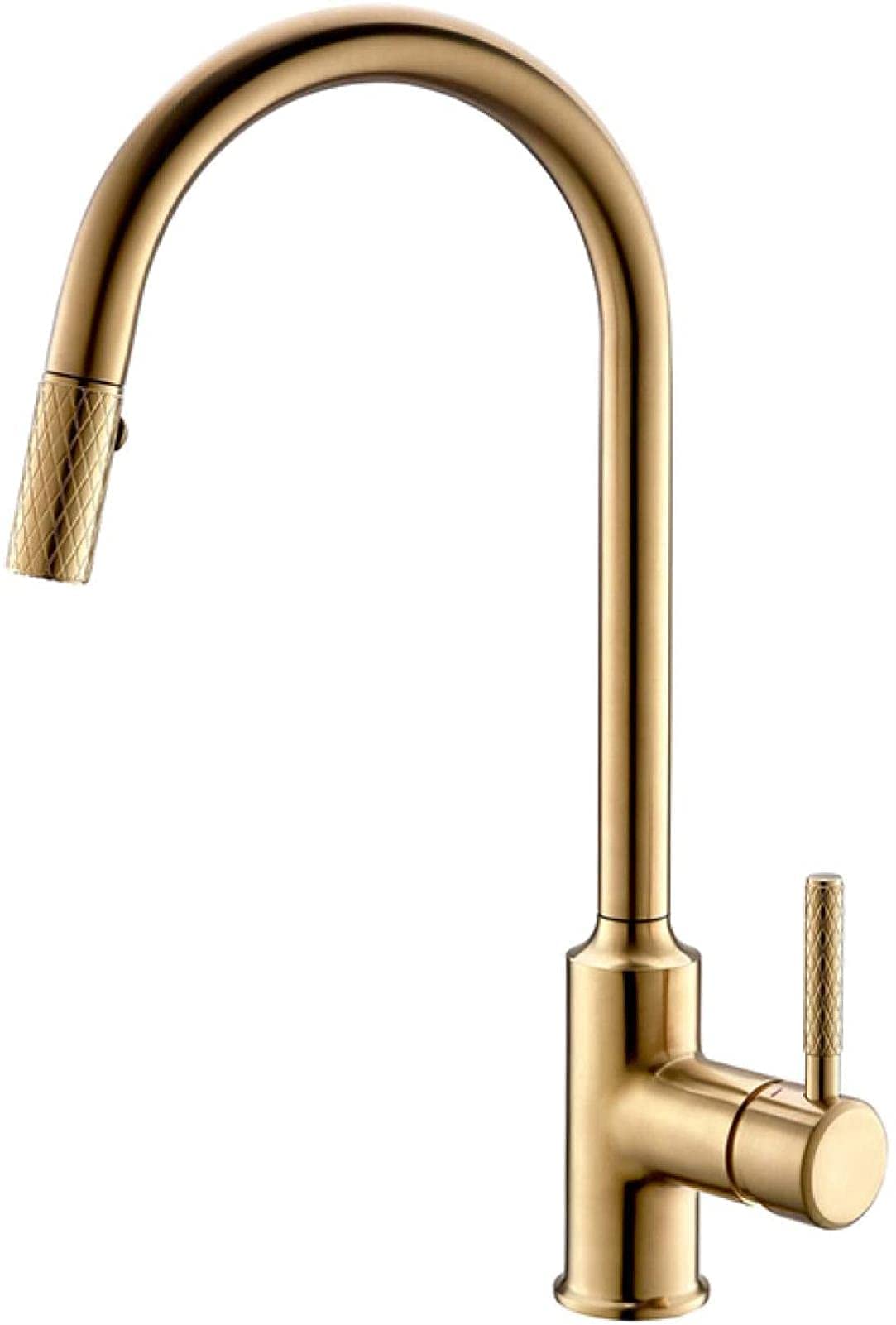 Mitigeur cuisine or brossé avec jet extractible pour nettoyer sans éclabousser
