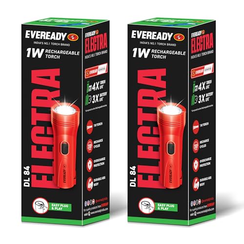 Image of Eveready DL84 LED Electra, Durable ABS Body, Easy Plug & Play Charging, SLA Battery, Overcharge Protection, Pack of 2