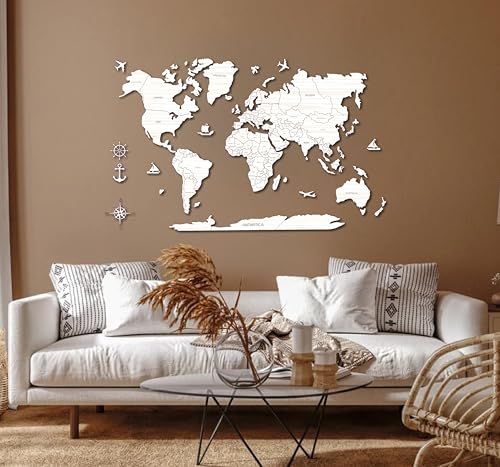 Image of AD INFINITUM 3D Wooden World map | Home Decor | Office Decor | a great gift for travelers | wall decor (Country Borders With Name, 3 x 2 feet