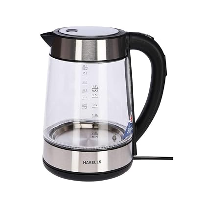 Havells Vetro Digi 1.7-Litre Kettle (Transparent/Grey)