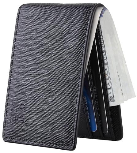 Gostwo Slim Rfid Wallet for Men Minimalist Leather ID Window Front Pocket Bifold Wallet Bussiness Card Holder Gift for Men