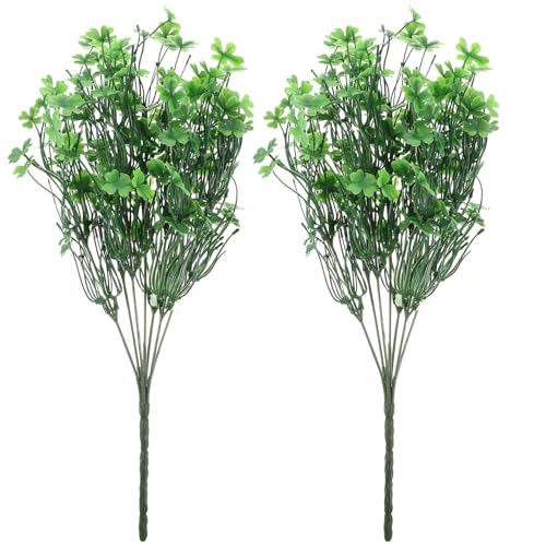 PRETYZOOM 2pcs Artificial Four Leaf Bookcase Decor Bookshelf Decoration Green Leaves Garland Decorative Fake Leaves Stems Artificial Green Plant Leaves Stems Single Decorate