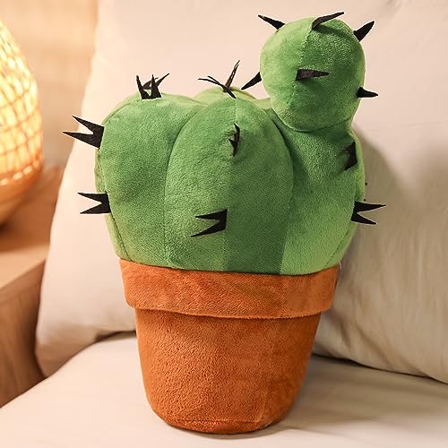 Image of Cactus Shape 3D Throw Pillow - Plush Cactus Decorative Pillow for Office, Bed, Couch, Living Room Home Decor (15.7 inch)