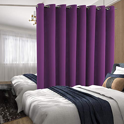 BGment Extra Wide Room Divider Curtain 96 Inch Length for Living Room, Room Darkening Curtain for Patio Sliding Door, Privacy Noise Reducing Blackout Drape for Bedroom, Purple, 1 Panel, 120 Wide - Image 3