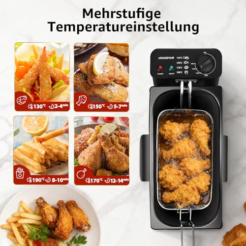 Aigostar Ushas - Fritteuse mit Fett 3L, 2200W mit Sichtfenster, Edelstahl – Ansicht 3
