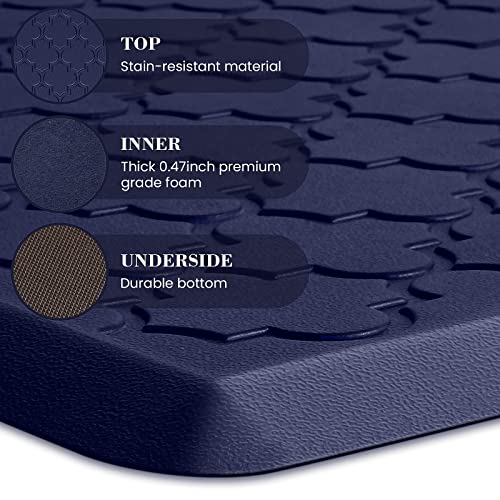Image of Kitchen Mat [2 PCS] Cushioned Anti-Fatigue Floor Mat Water Resistant Non-Skid Kitchen Mats and Rugs Ergonomic Comfort Foam Kitchen Rugs Standing Mat for Kitchen Floor Office Sink Laundry(Blue)