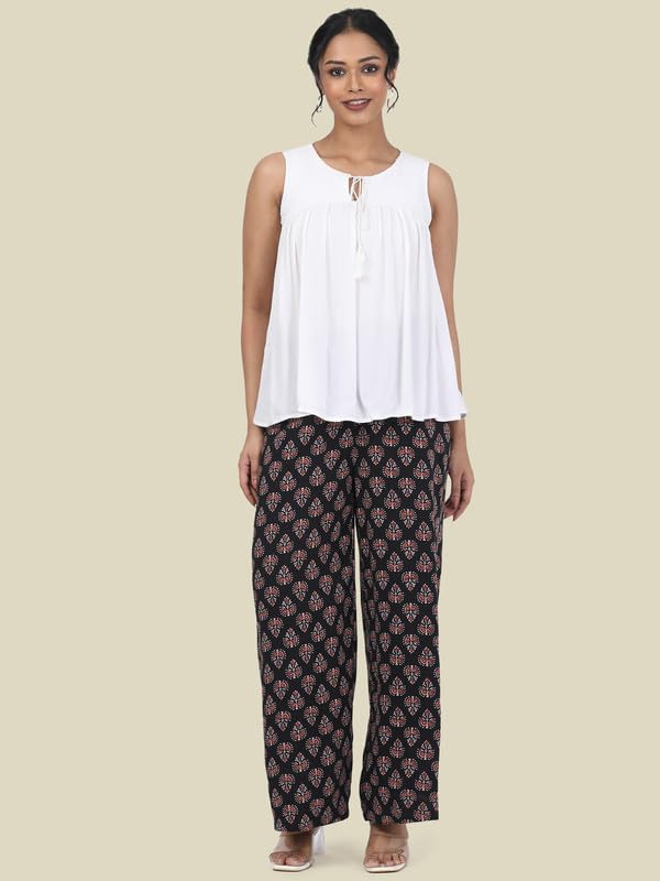 Image of GO COLORS Soft Viscose Printed Palazzo Full Length for Women| Breathable, Mid Rise