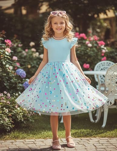 Image of PATPAT Girls Sequin Polka Dot Tutu Princess Birthday Party Dresses 3-4T