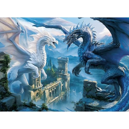 Rompecabezas de 500 piezas para adultos, Puzzle de batalla de dragones de fantasía para adultos mayores, cartón reciclado, creativo juego familiar desafiante de 20.5 x 15 pulgadas miniatura 1