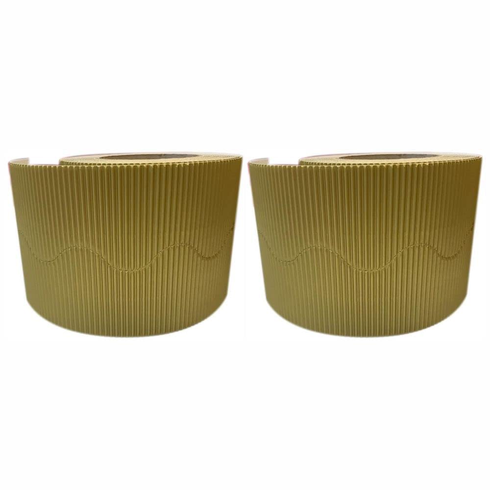 3 Ace Crafts (Pack of 2) Corrugated Display Borders Roll (Gold) Size 57mm x 15m - School Classroom Decoration, Bulletin Boards & Crown Making Crafts, Scalloped Edge Border Rolls Fade Resistant — image 1