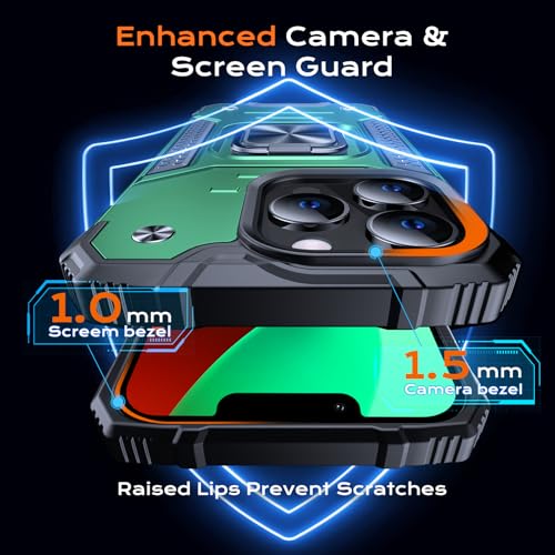 Image of Anqrp Heavy Duty Case for iPhone 13 Pro Case with Enhanced Ring Holder Grip Stand, Military Grade Shockproof Rugged Drop Protective Silicone Hard Slim iPhone 13 Pro Phone Case Cover,Forest Green