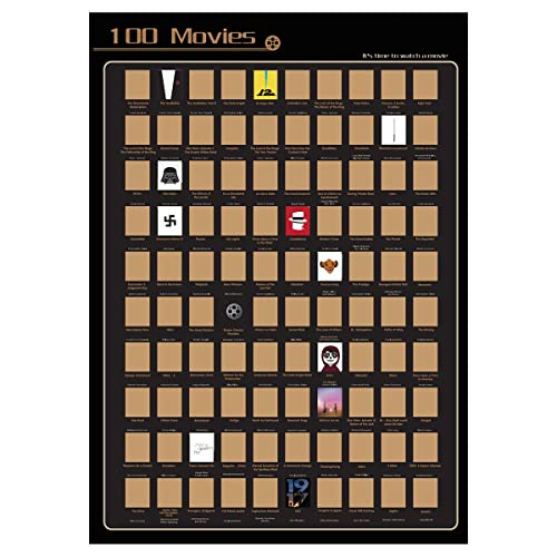 Top 100 Filme zum Rubbeln, Filme aller Zeiten, Eimerliste, Premium-Wanddekoration für Filmliebhaber, Filme, Rubbelkalender mit Rubbel, tolles Filmgeschenk für Männer oder Frauen (41,5 x 59,4 cm) Cover