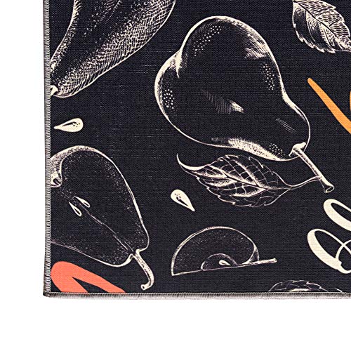 Carvapet 2 Piece Non-Slip Kitchen Rug TPR Non-Skid Backing Mat for Doorway Bathroom Runner Rug Set, Fruit Design (17