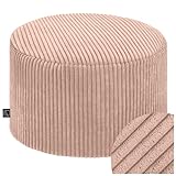 Domarex Moderner runder Pouf Ø 45 cm Höhe 25 cm - Sitzhocker & Fußhocker - Bequemer Polsterhocker mit Styroporfüllung - rutschfestem Boden & abnehmbarem Bezug - handgefertigt in Polen - Rosa