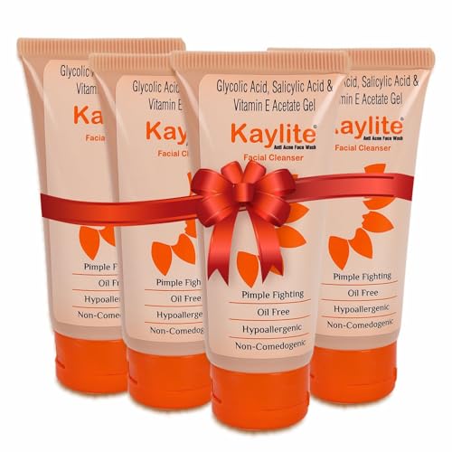 Image of Kaylite Facial Cleanser anti acne face wash Salicylic acid and vitamin E-Acetate Gel, Oil Free,(Pack of 4) 240 ML