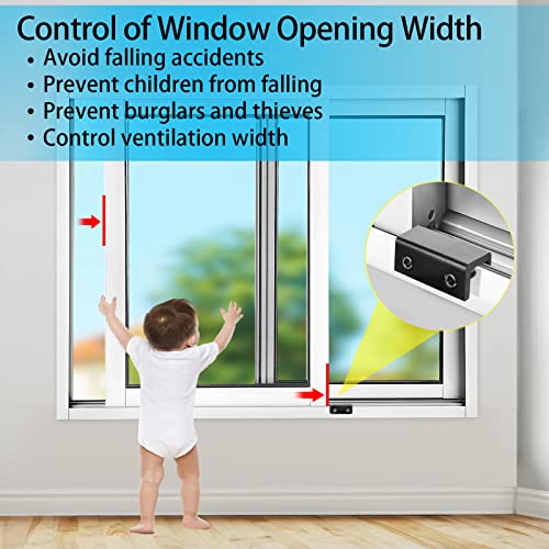 Window Locks,4 Sets Sliding Window Locks With Key For Vertical & Horizontal Sliding Windows Doors,Easv To Install,Adjustable Security Window Lock For Patio Bedroom Home And Office (Black) #TOP2