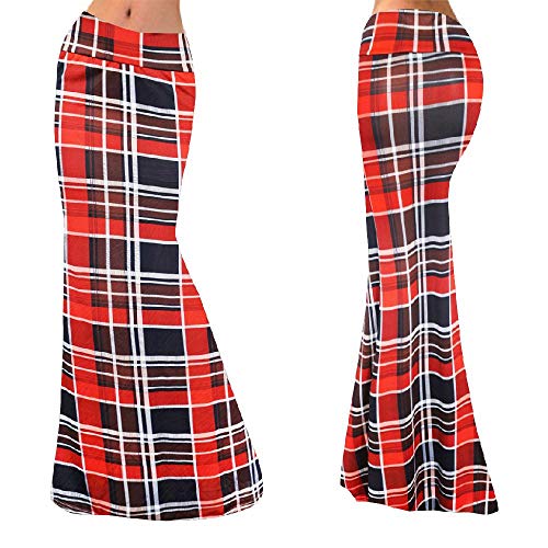 NOBRAND Summer 2020 Falda larga estampada para mujer con cintura alta y temperamento fino 9441 Rojo XXXL