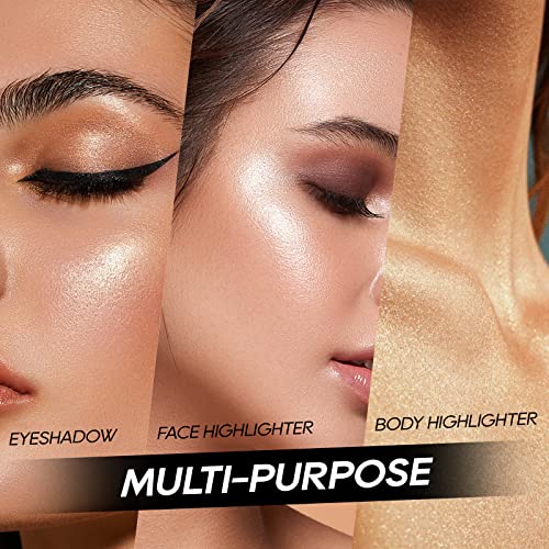 Baked Pink Highlighter Powder Palette, Makeup Highlighter Powder Palette Sheer Shimmering Finish Face Highlighters Makeup Iluminadores de Maquillaje #02 Mermaid Pink - Image 5