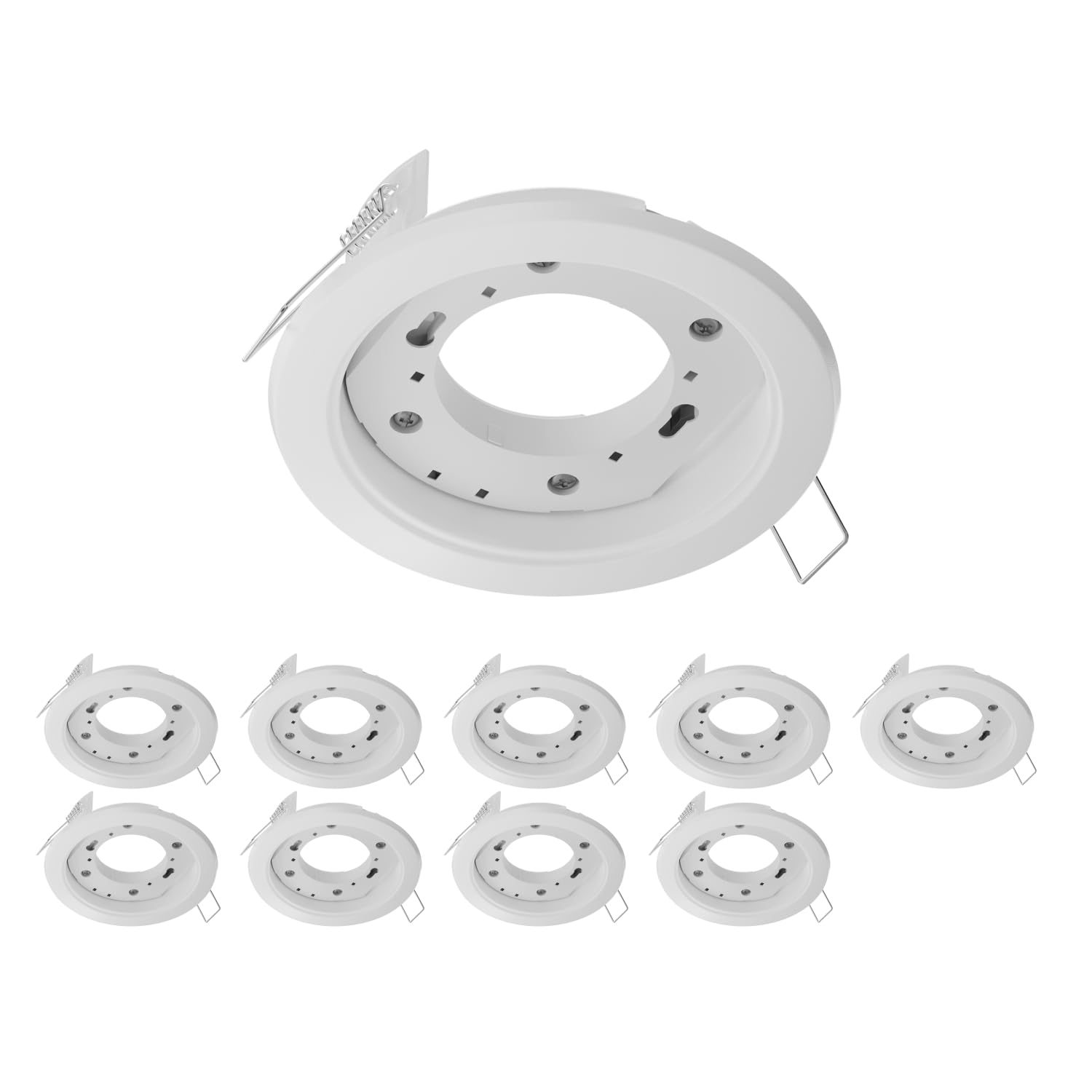 ledscom.de 10x plafonnier encastré ZOBE, blanc mat, rond, 107mm Ø, 1x GX53 max. 25W