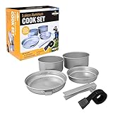Fassungsvermögen: 25 Liter Milestone Camping-Kochset aus Aluminium (5-teilig) - Silber