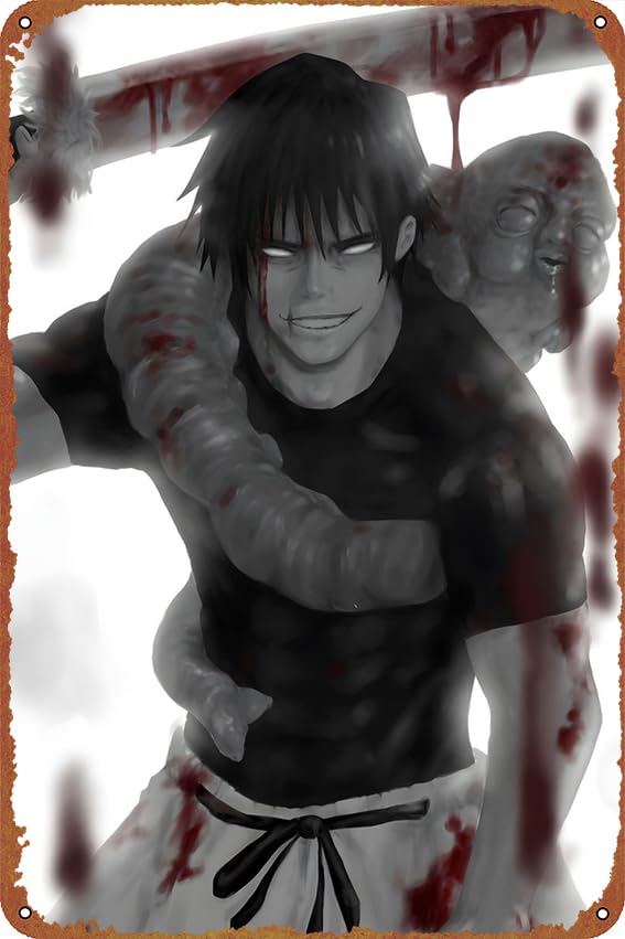 ZTLLFVFushiguro Toji Vintage tin poster, suitable for bars, cafes, offices, restaurants, family gardens, shops, clubs, logo gifts 12 X 8 inches