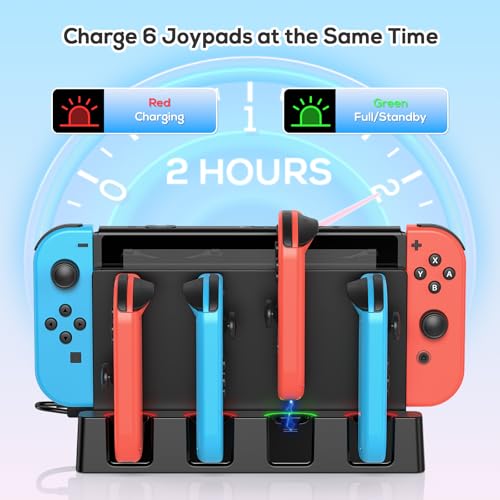 Image of Charger Dock Compatible with Nintendo Switch & OLED Models, Charging Dock for JoyCon up to 4 Controllers, Switch Controller Charger Station with Charging Cable