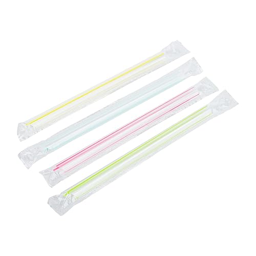 Miniatura 2 de Karat Pajitas Boba de 7.5 pulgadas (0.39 pulgadas de diámetro), envueltas individualmente, transparentes con rayas mixtas