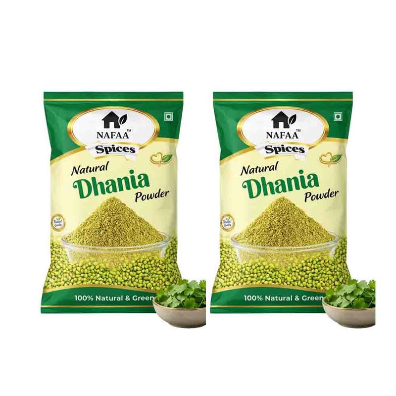Image of NAFAA Coriander Powder | Ground Dhania Spice for Cooking Seasoning | Indian Food Preparation Coriander Masala Powder for Curry Sabzi Dal Marinade and Kitchen Spice - 400g (Pack Of 2)